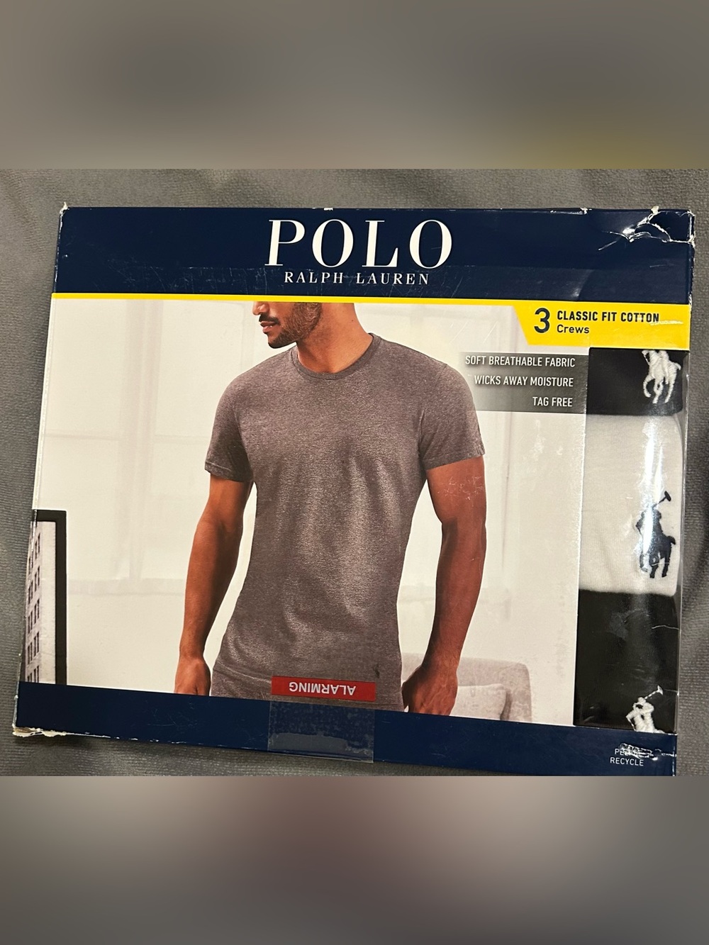 Polo Ralph Lauren Classic Fit Crew Neck T-Shirts 3 Pack Multi Color Size Medium